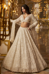 Ivory Gold Floral Lehenga Set