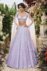 Lavender Sequin Lehenga Set