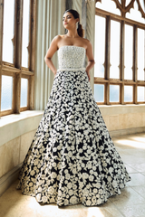 Black & White Corset Lehenga Set