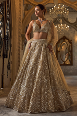 Gold Sequin Lehenga Set