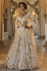 Ivory Gold Three-Dimensional Lehenga Set