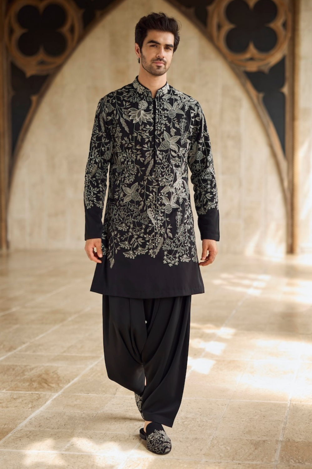 Black & Silver Zari Kurta Set