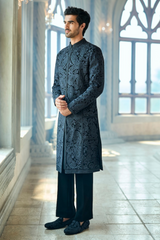Charcoal Thread Work Sherwani Set