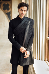 Black Thread Work Sherwani Set