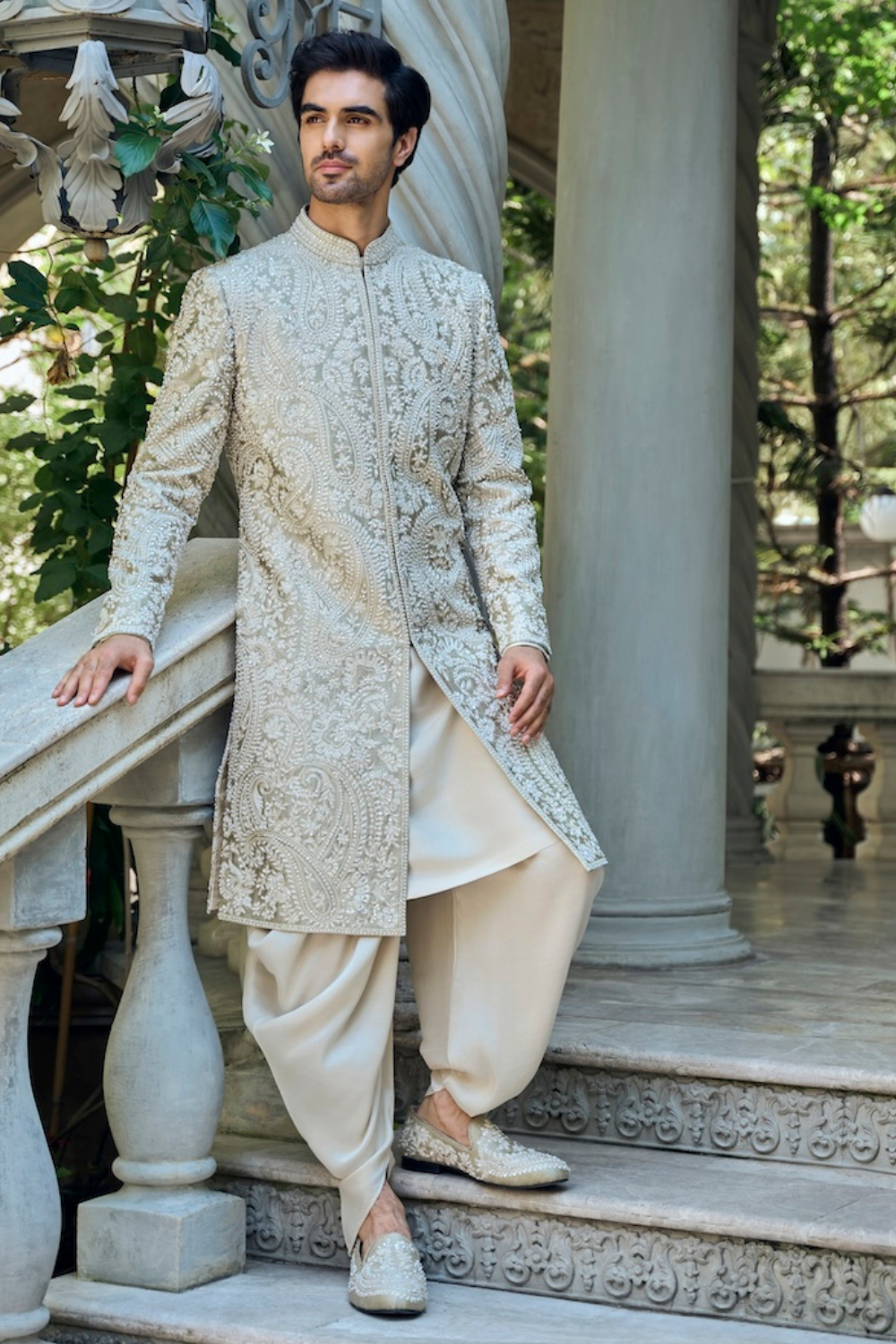 Champagne Paisley Sherwani Set