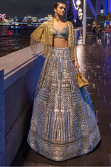 Antique Silver Sequin Lehenga Set