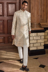 Sea Green Three Dimensional Floral Sherwani Set
