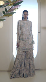 Nude Floral Sharara Set
