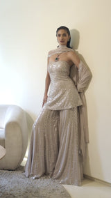 Khushi Kapoor In Nude Mirror Work Sharara Set