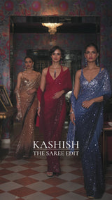Red Ombre Sequin Georgette Saree
