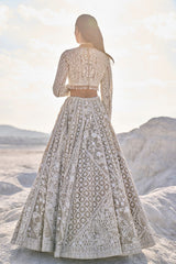 Nude Cream Abstract Dori Lehenga Set
