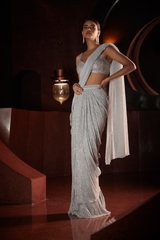 Silver Draped Saree