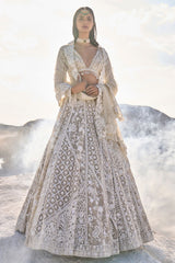 Nude Cream Abstract Dori Lehenga Set
