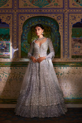 Silver Zardosi Jacket Lehenga Set