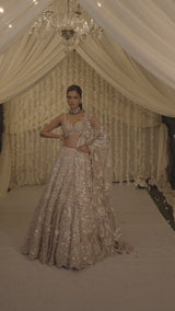 Nude Floral Lehenga Set
