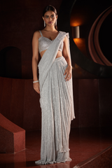 Silver Draped Saree
