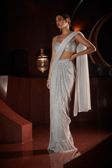 Silver Draped Saree