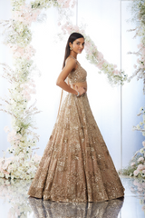 Vaani Kapoor in Biscotti Gold Sequin Lehenga Set
