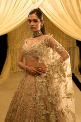 Nude Floral Lehenga Set