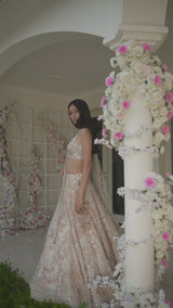 Cream Floral Lehenga Set