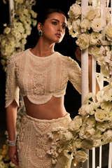 Powder Peach Fish Cut Lehenga Set