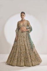 Champagne Zardozi Lehenga Set