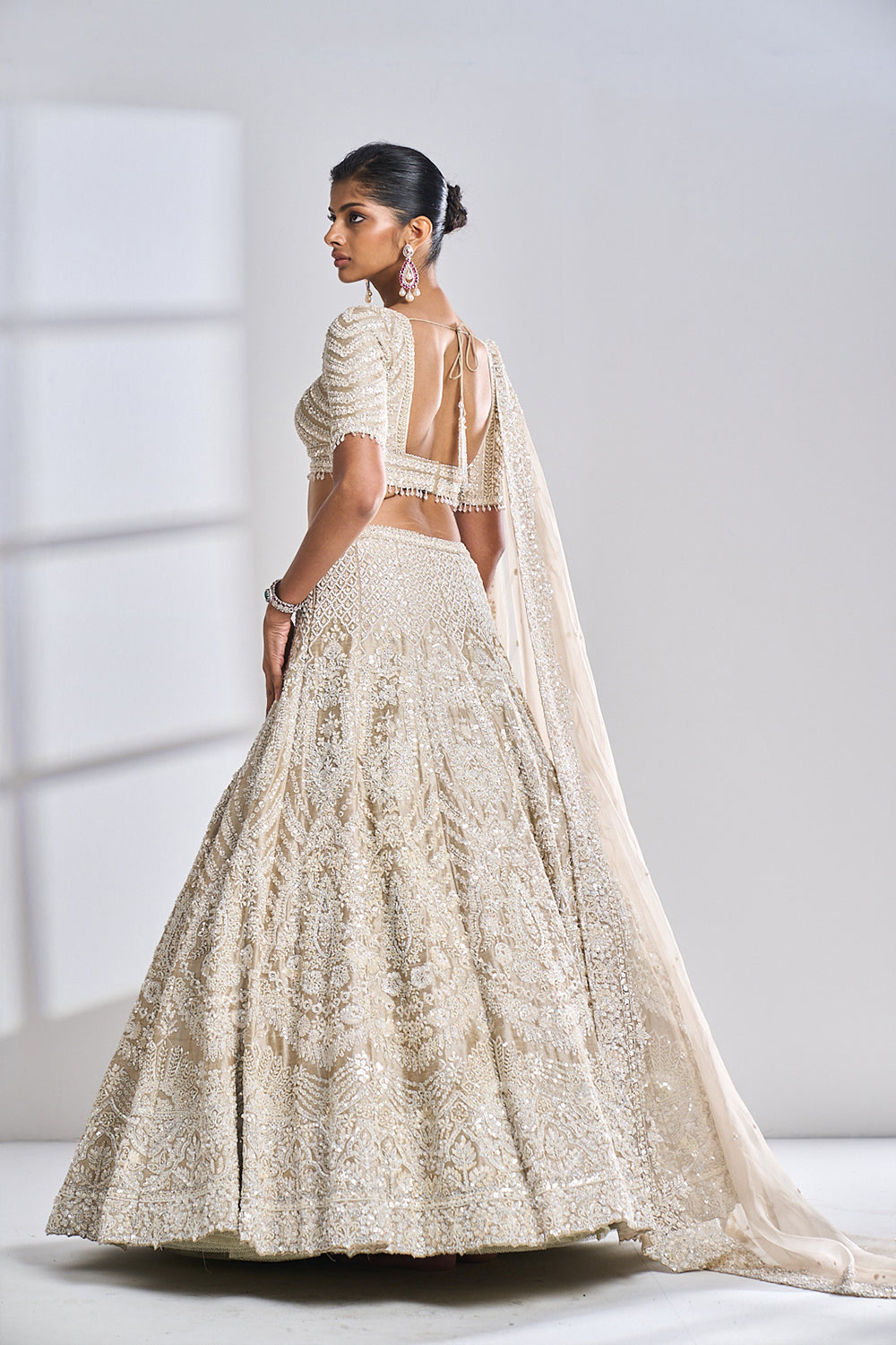 Nude Pearl & Sequin Lehenga Set
