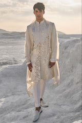 Off-White Mirror Work Sherwani Set