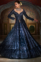 Charcoal Grey Jacket Lehenga Set