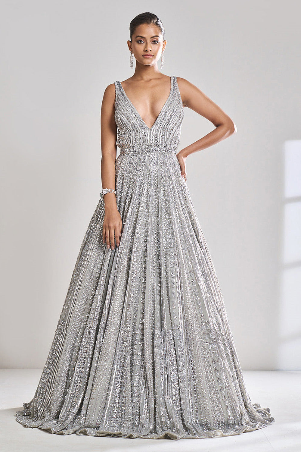 Silver Sequin Gown – Seema