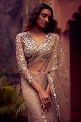 Coffee Sequins Saree