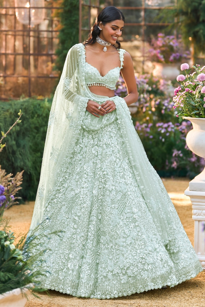 Soft Aqua Sequin Lehenga Set