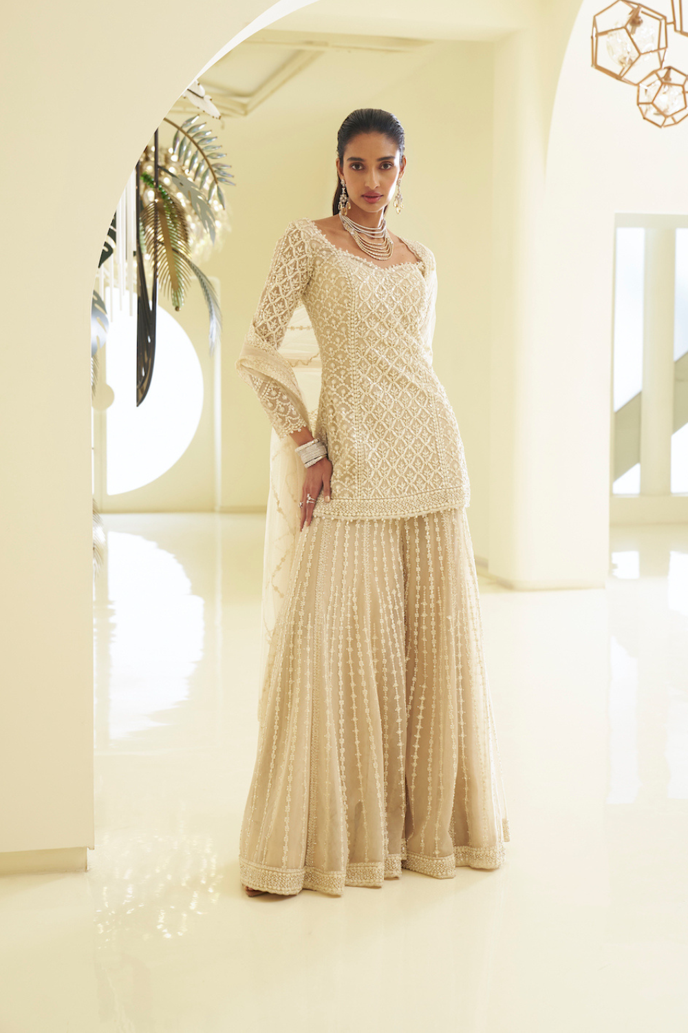 Nude Paisley Sharara Set main image 0
