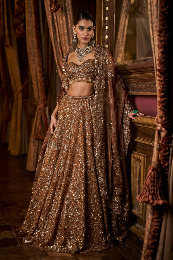 Mustard Tissue Lehenga Set