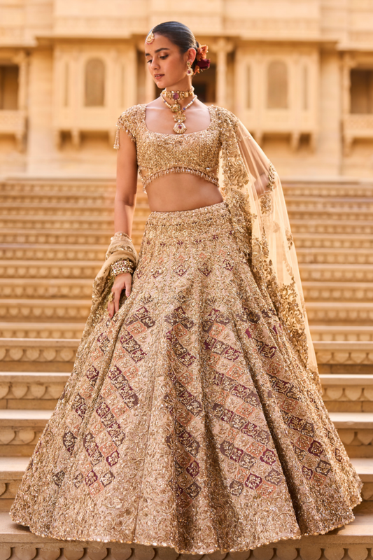 Light Gold Zardosi Lehenga