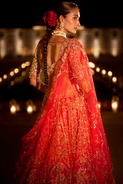 Red Zardosi Lehenga Set