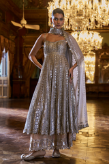 Silver Gold Tissue Sharara Set