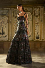 Black Multi-Coloured Sequin Gown