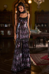 Black Multi-Coloured Sequin Sharara Set