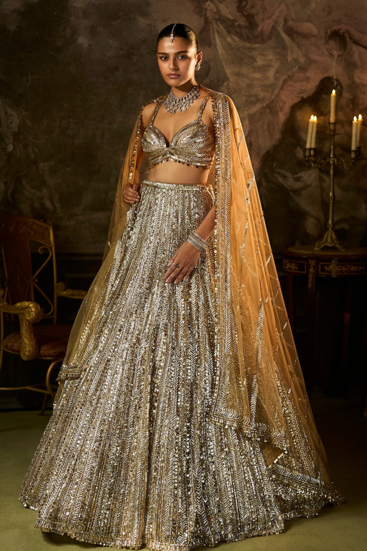Gold Silver Lehenga Set