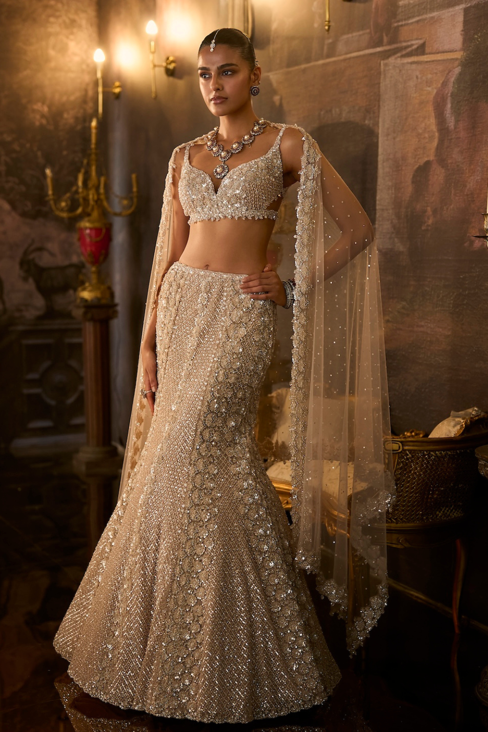 Champagne Fit & Flare Skirt Set