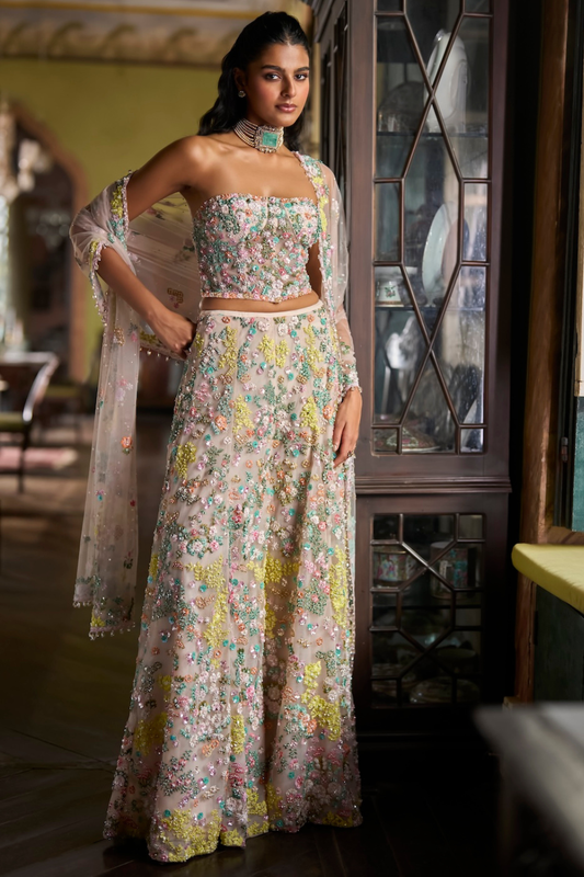 Multi-Coloured Corset Sharara Set