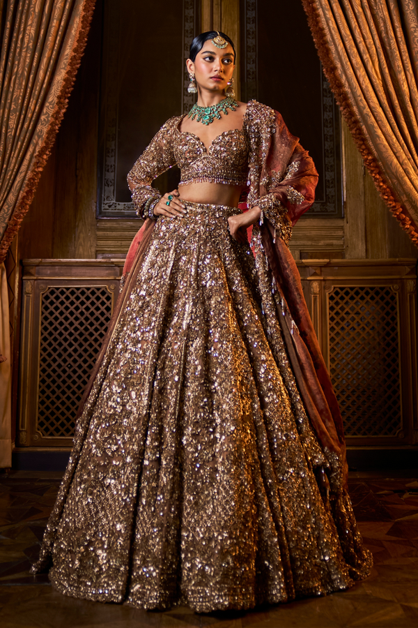 Bronze Tissue Lehenga Set