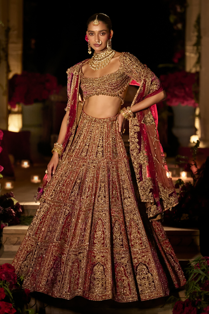 Plum & Maroon Zardosi Lehenga Set