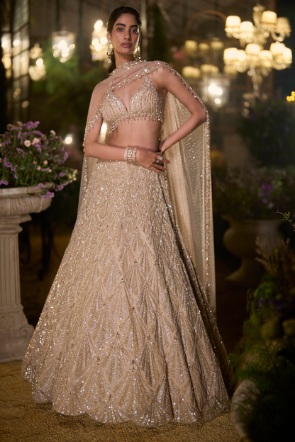 Coffee Sequin Lehenga Set