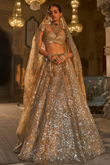 Gold Mirror Work Lehenga Set