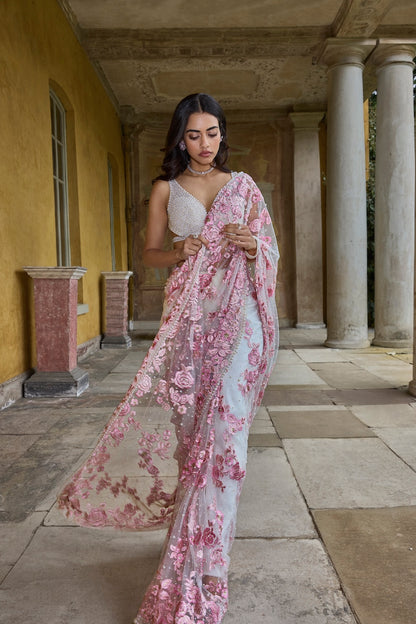 Pastel Pink Thread Work Saree