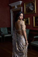 Gun Metal Sequin Saree