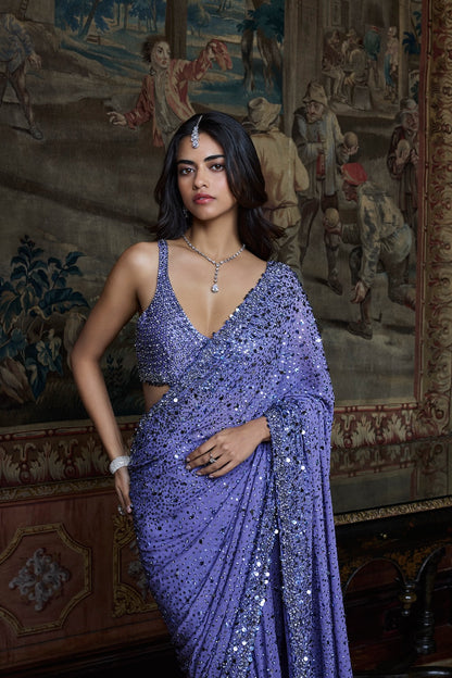 Mauve Sequin Saree