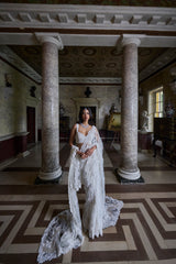 Ivory Three-Dimensional Saree